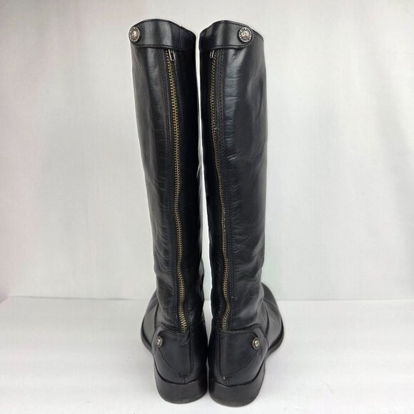 Frye Melissa Button Back Black Leather Riding Boots Size 7.5 B - Picture 8 of 16